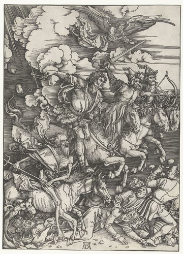 Holzschnitt "Die vier apokalyptischen Reiter" von Albrecht Dürer