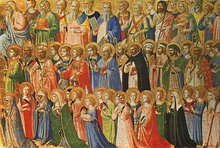 Gemälde von Fra Angelico: Fra Angelico: Die Vorläufer Christi mit Heiligen und Märtyrern (1423)