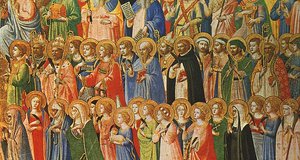 Gemälde von Fra Angelico: Fra Angelico: Die Vorläufer Christi mit Heiligen und Märtyrern (1423)
