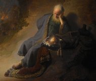 Gemälde von Rembrandt, um 1630: Jeremia beklagt die Zerstörung Jerusalems