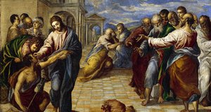 Gemälde "Die Heilung des Blinden" von El Greco, um 1570