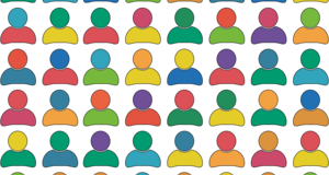 Piktogramm Menschengruppe in verschiedenen Farben