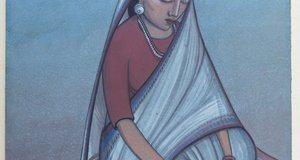 Gemälde von Angelo da Fonseca: Betende Frau in indischer Tracht